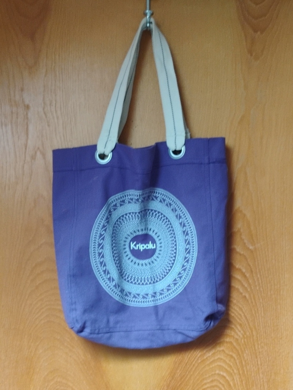 Purple Tote Bag with Cream Handles Kripalu